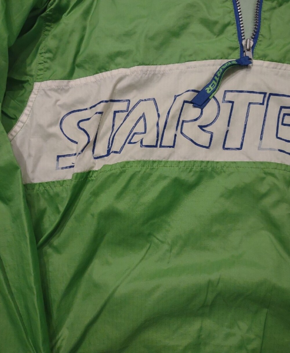 Vintage STARTER Green Pullover Windbreaker With Packable Hood - Picture 5 of 5